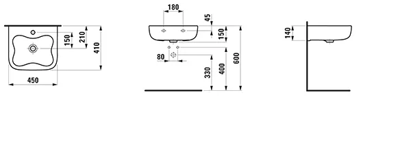 Waschtisch FLORAKIDS 410x450x150 1 Hahnloch mit Überlauf weiß Waschtisch FLORAKIDS 410x450x150 1 Hahnloch mit Überlauf weiß