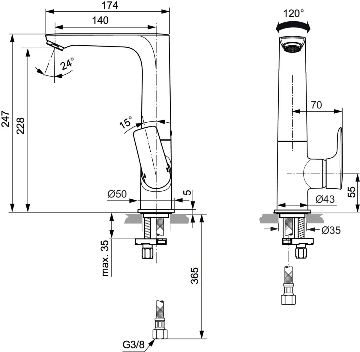 Waschtischarmatur Connect Air, 5l/min, ohne Ablaufgarnitur, mit h.schwenkbarem Auslauf, Ausladung 174mm, Brushed Gold Waschtischarmatur Connect Air, 5l/min, ohne Ablaufgarnitur, mit h.schwenkbarem Auslauf, Ausladung 174mm, Brushed Gold