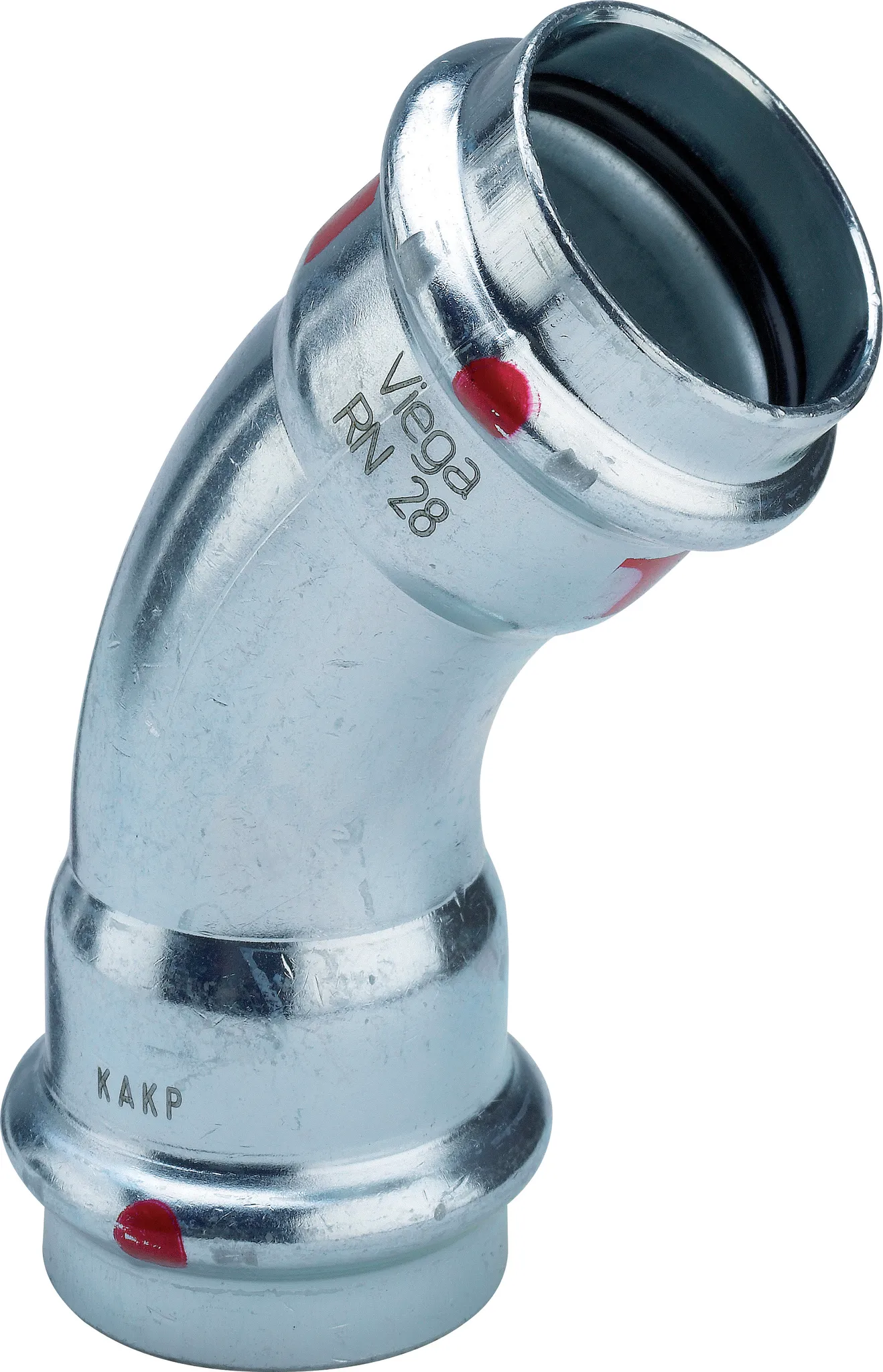 „Prestabo“ 45°-Bogen mit 2 Muffen 54 mm „Prestabo“ 45°-Bogen mit 2 Muffen 54 mm