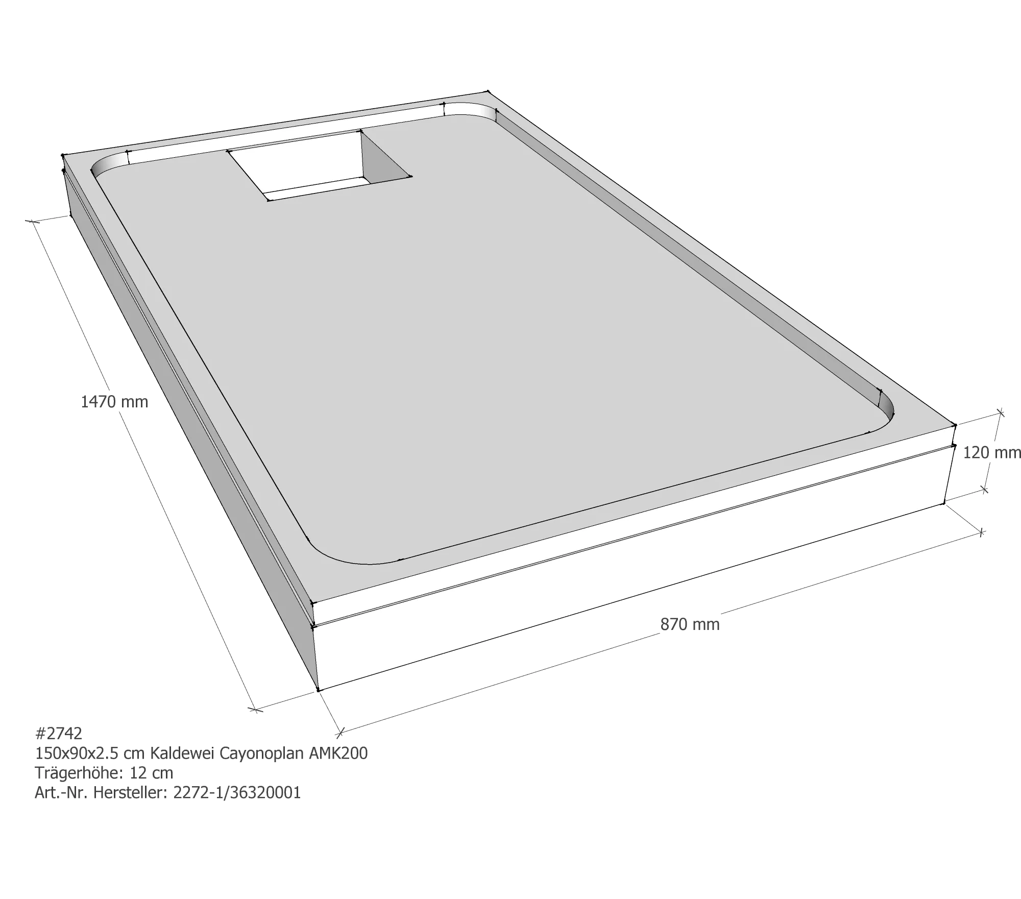 Duschwannenträger für Kaldewei Cayonoplan 150 × 90 × 2,5 cm Breite: 90 cm / Länge: 150 cm Duschwannenträger für Kaldewei Cayonoplan 150 × 90 × 2,5 cm Breite: 90 cm / Länge: 150 cm