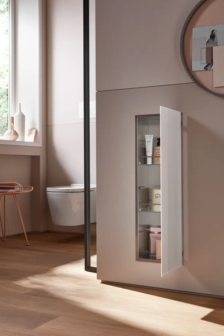 Schrankmodul asis pure mit Glasfront Türanschlag rechts, Unterputz, 730mm, schwarz Schrankmodul asis pure mit Glasfront Türanschlag rechts, Unterputz, 730mm, schwarz