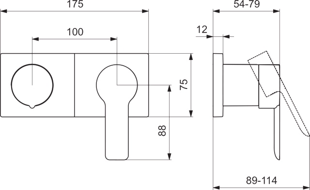 Einhebelmischer Fertigmontageset für Wanne/Brause LIGNA 4455 Rosette eckig 4.0 Plattform Chrom