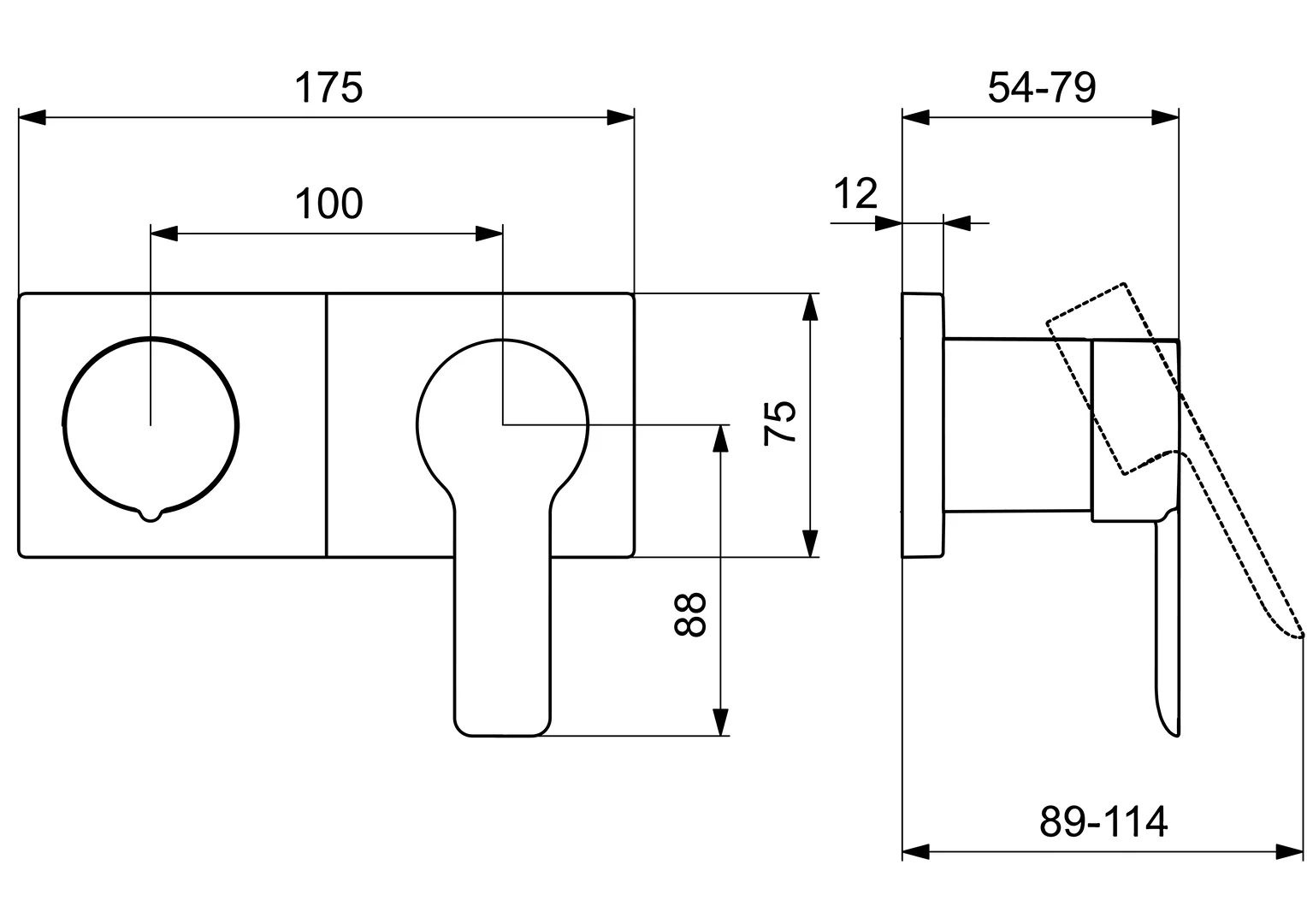 HansaLIGNA Wannen- und Brausearmatur Hansamatrix Einhebelmischer Fertigmontageset für Wanne/Brause 4455 Rosette eckig 4.0 Plattform Chrom