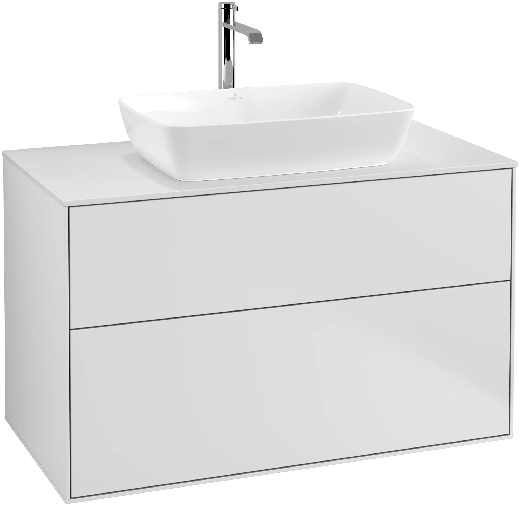 Villeroy & Boch Waschtischunterschrank „Finion“ für Schrankwaschtisch 1000 × 603 × 501 mm White Matt Lacquer, für Becken mittig, mit Hahnlochbohrung Villeroy & Boch Waschtischunterschrank „Finion“ für Schrankwaschtisch 1000 × 603 × 501 mm White Matt Lacquer, für Becken mittig, mit Hahnlochbohrung