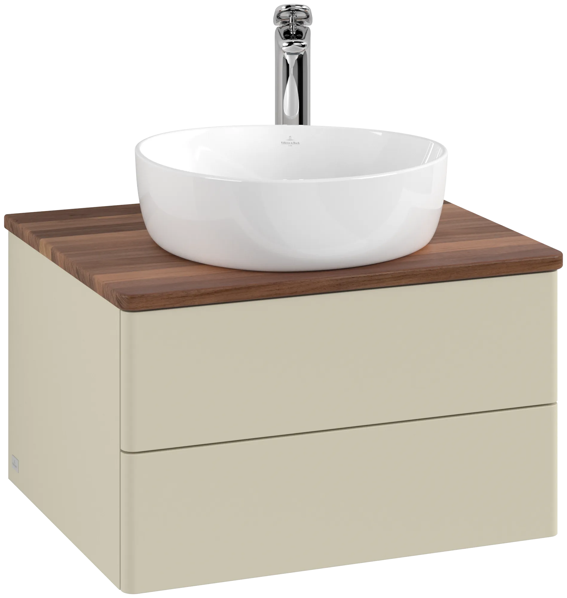 Villeroy & Boch Antao Waschbeckenunterschrank K18_5, 600 x 360 x 500 mm, Silk Grey Matt Lacquer / Warm Walnut