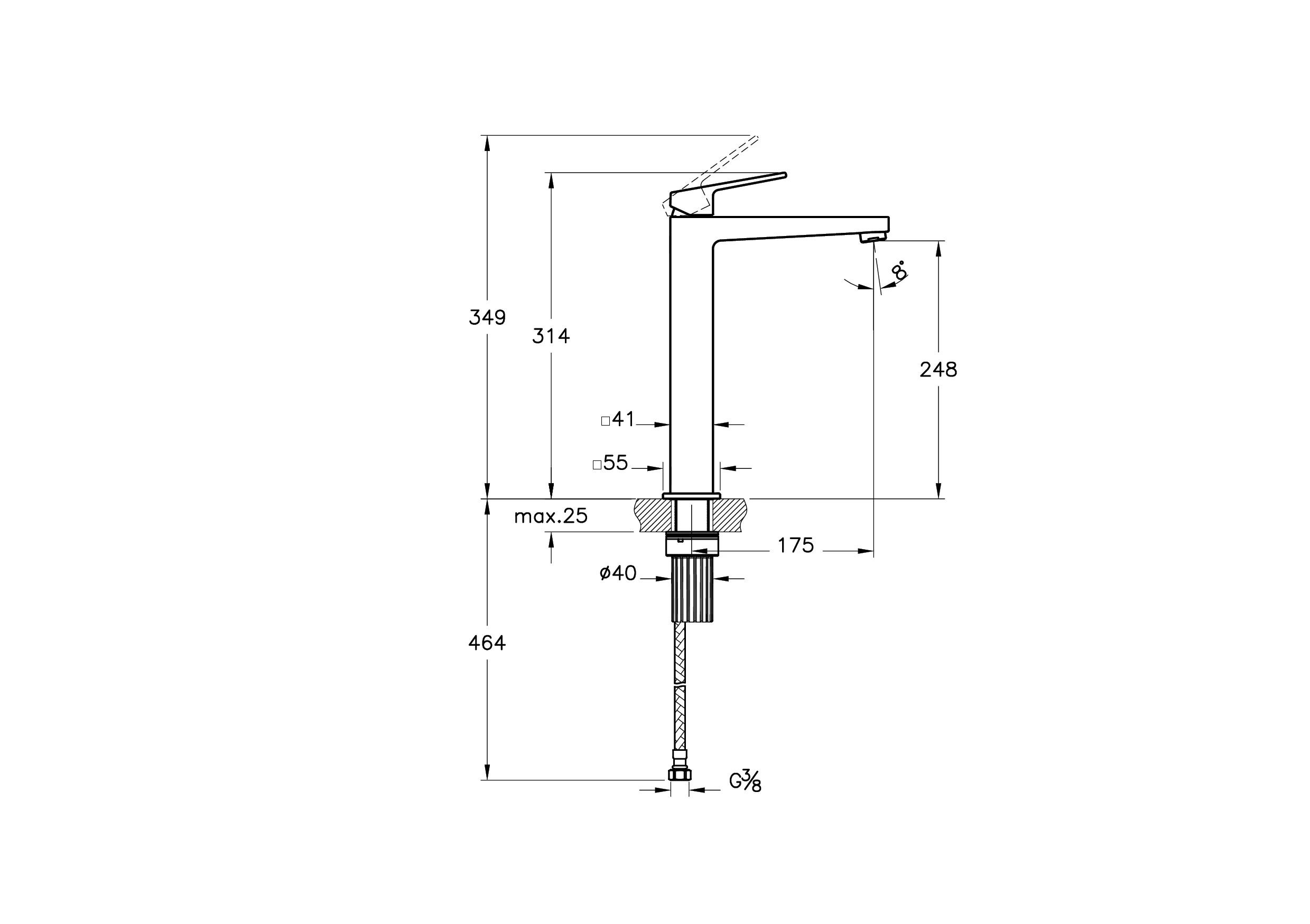 Minimax Square Einhebel-Waschtischmischer Höhe 31 cm Einlochmontage Schwarz Matt