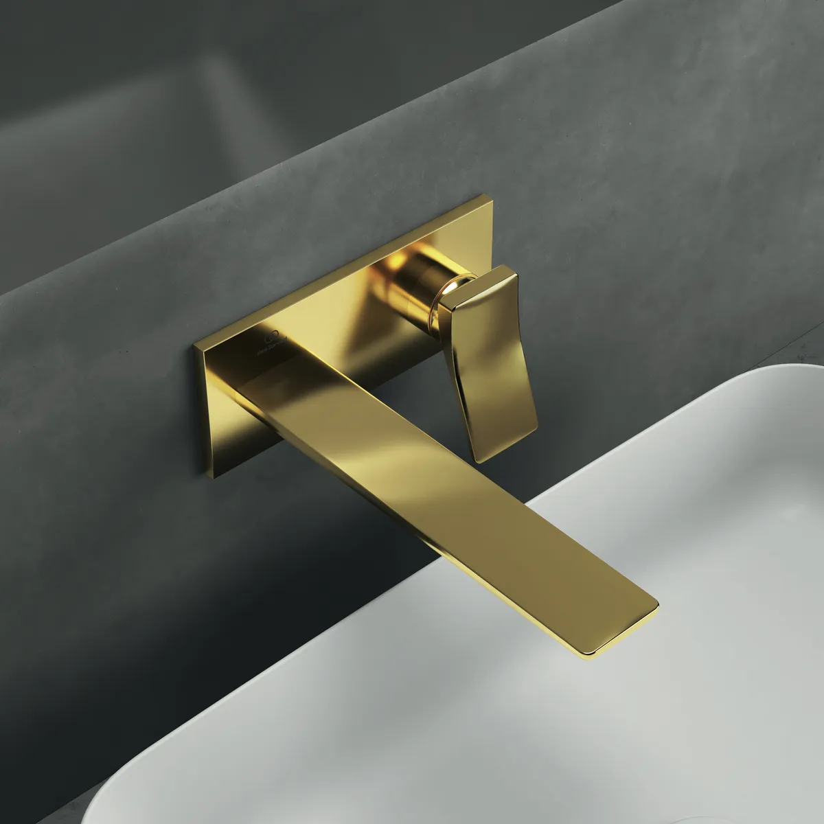 Ideal Standard Conca Wand-Waschtischarmatur Unterputz Bausatz 2, eckige Rosette, Ausladung 220 mm, Brushed Gold Ideal Standard Conca Wand-Waschtischarmatur Unterputz Bausatz 2, eckige Rosette, Ausladung 220 mm, Brushed Gold