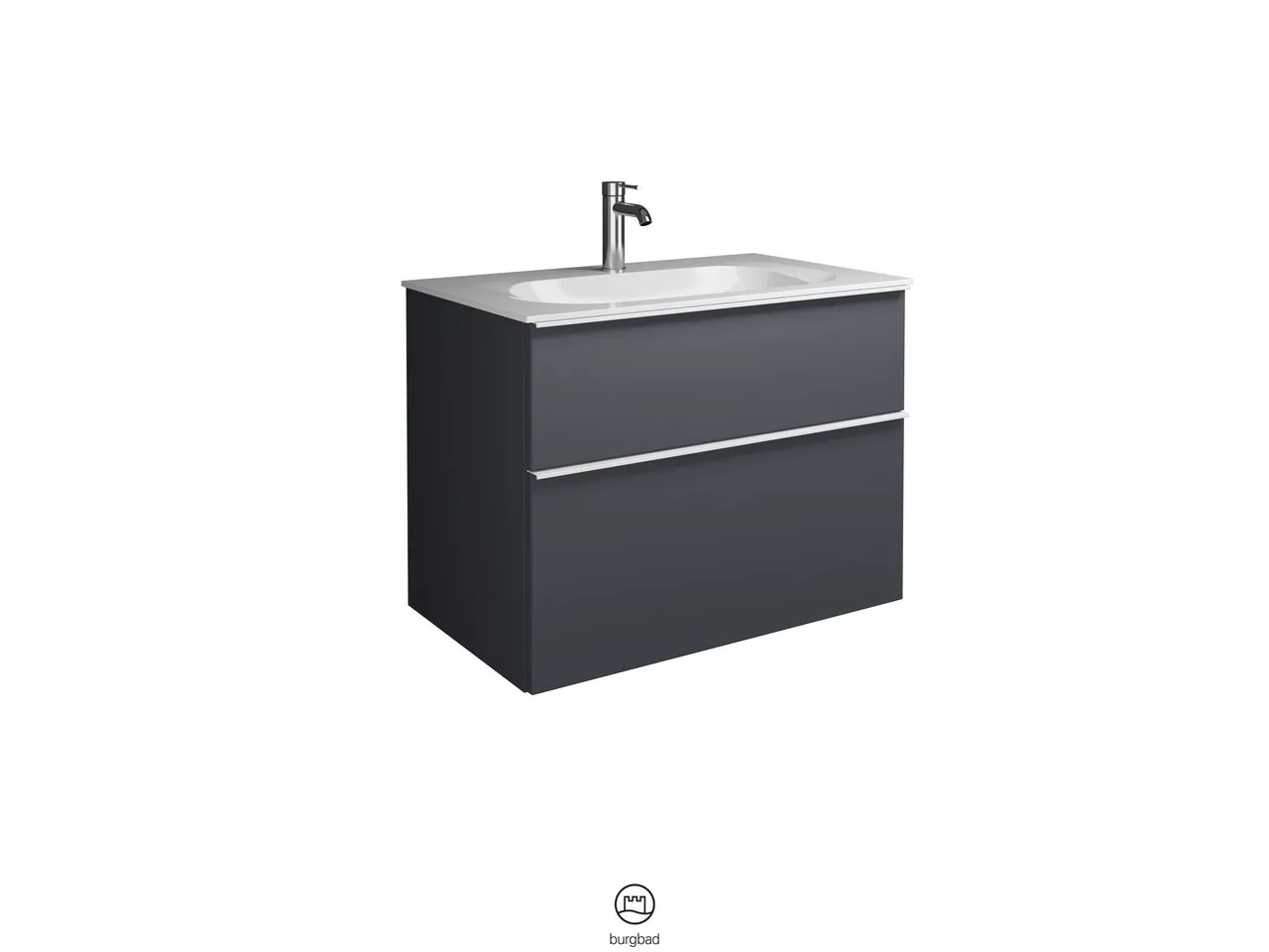 burgbad Badmöbelset „Fiumo“ 860 × 650 mm Griff, Schwarz Matt (230 mm), in Weiß Matt burgbad Badmöbelset „Fiumo“ 860 × 650 mm Griff, Schwarz Matt (230 mm), in Weiß Matt