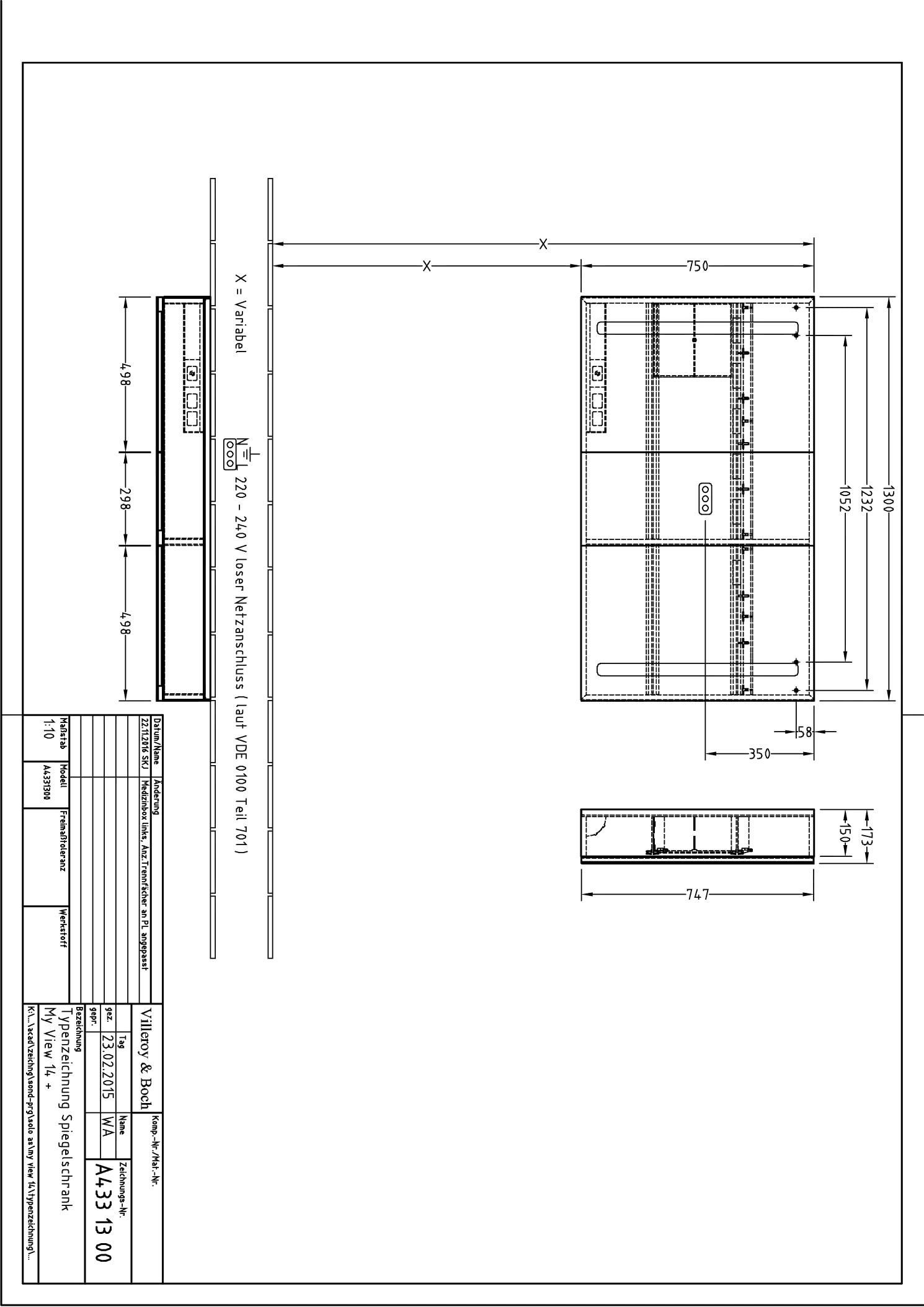 Villeroy & Boch Spiegelschrank „My View 14+“ 130 × 75 × 17,3 cm