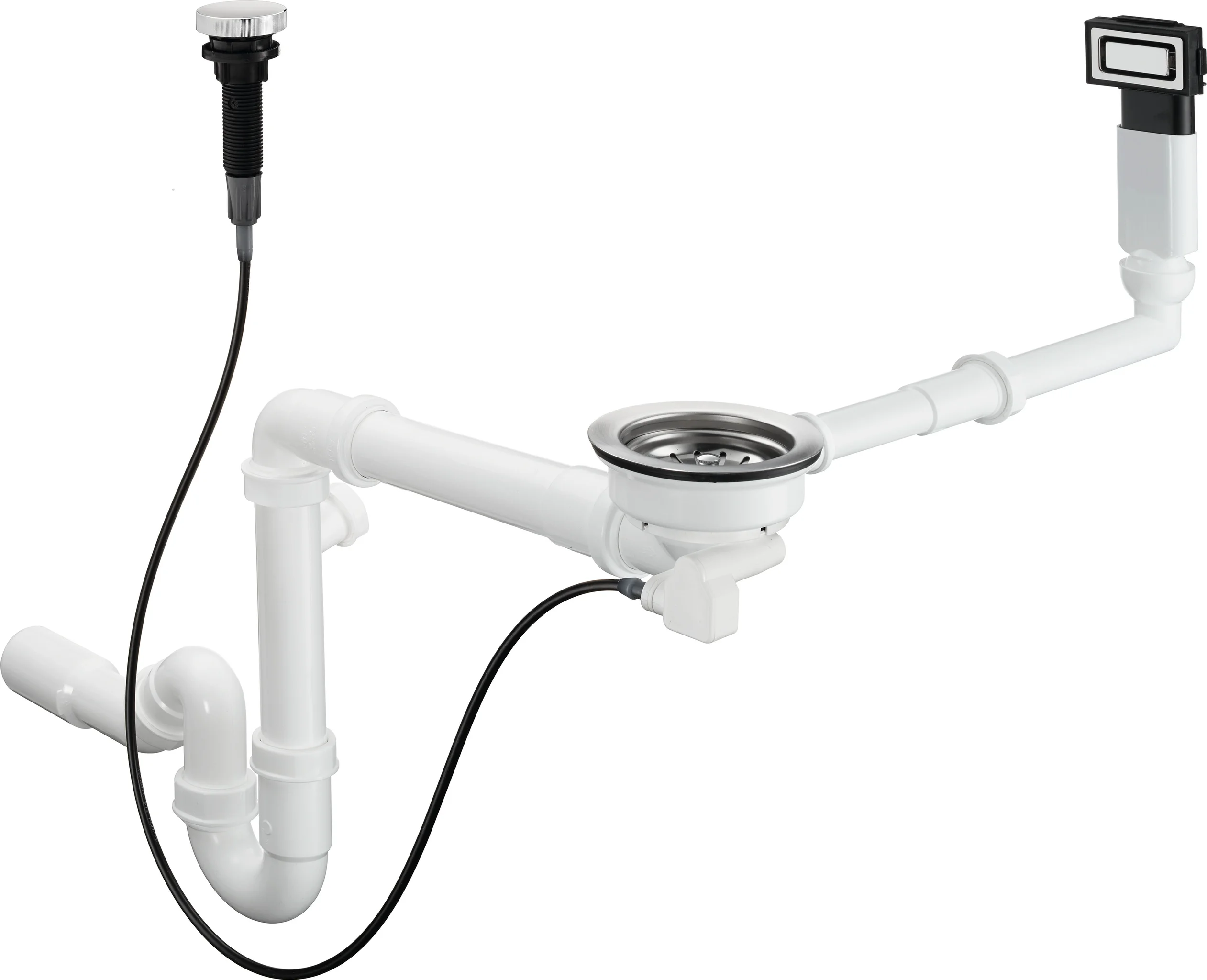 Hansgrohe D14-11 Automatische Ab- und Überlaufgarnitur, Edelstahl, Durchmesser 40/50 mm, 1 1/2" mit Raumsparablaufbogen und Röhrengeruchverschluss