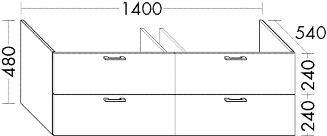 Burgbad Waschtischunterschrank Sys30, 1400 mm breit, 480 mm hoch, 540 mm tief, 2 Schubladen oben, 2 Auszüge unten, mittiger Installationsraum Burgbad Waschtischunterschrank Sys30, 1400 mm breit, 480 mm hoch, 540 mm tief, 2 Schubladen oben, 2 Auszüge unten, mittiger Installationsraum