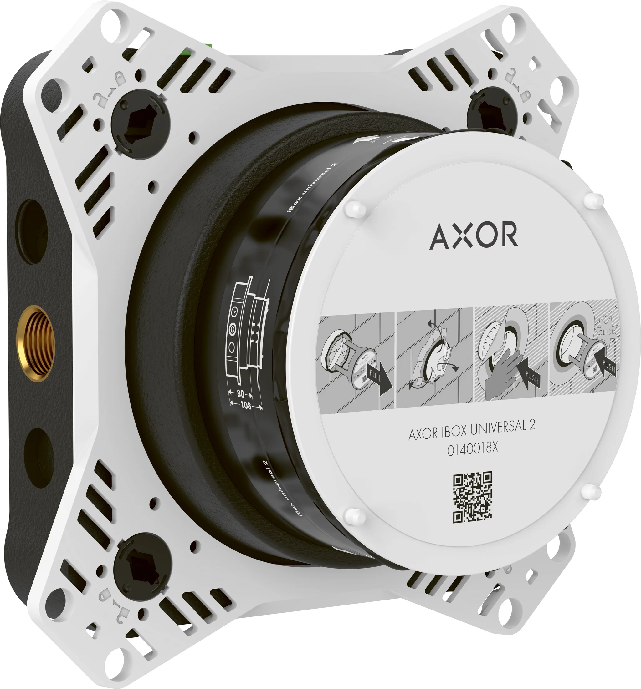 Hansgrohe AXOR iBox universal 2 Grundkörper, entzinkungsarmes Messing, wärme- und schallisolierend, Anschlussgewinde Rp 1/2, Anschlussgröße DN15, minimale Einbautiefe 80 mm, maximale Einbautiefe 108 mm Hansgrohe AXOR iBox universal 2 Grundkörper, entzinkungsarmes Messing, wärme- und schallisolierend, Anschlussgewinde Rp 1/2, Anschlussgröße DN15, minimale Einbautiefe 80 mm, maximale Einbautiefe 108 mm