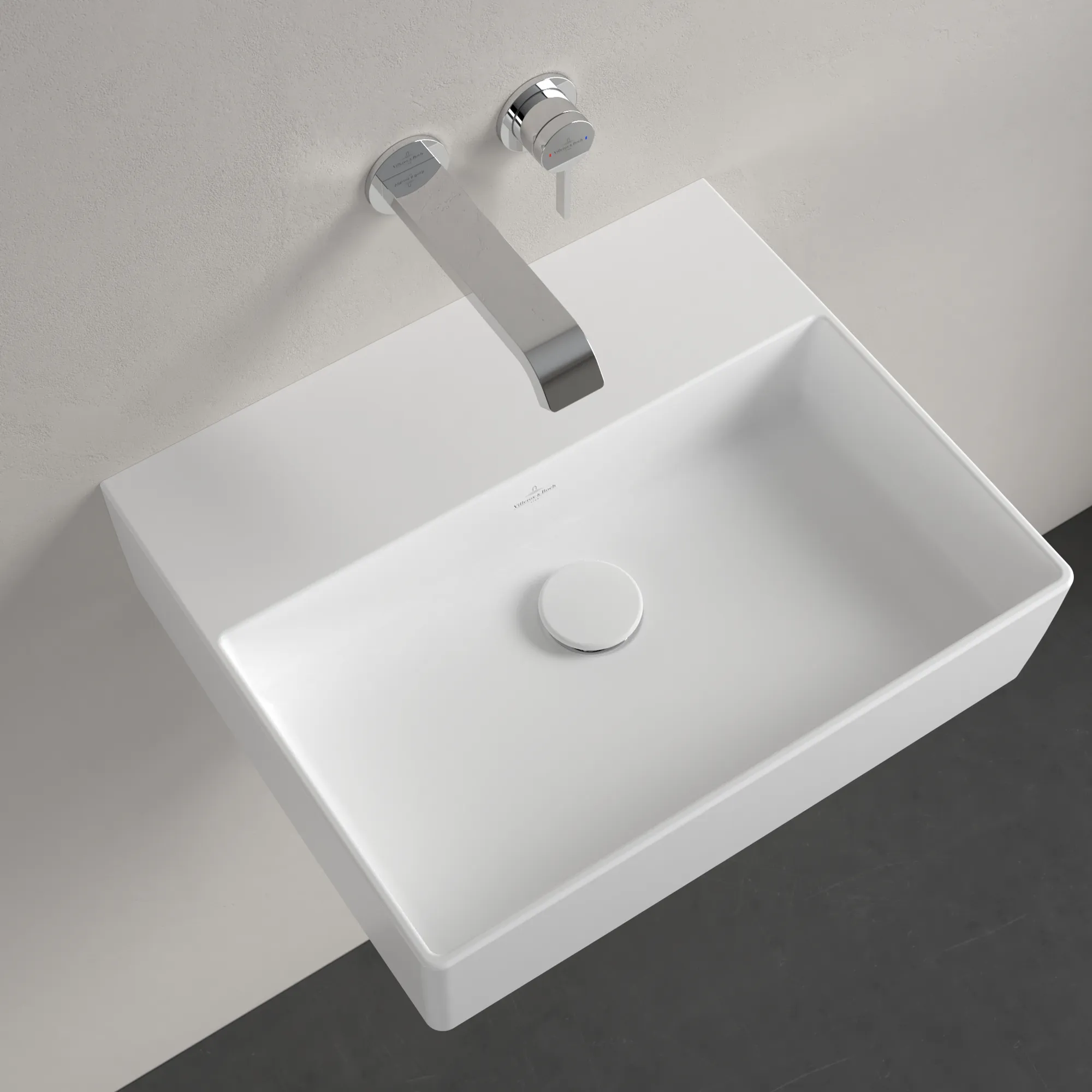 Villeroy & Boch Wandwaschtisch aus TitanCeram „Memento 2.0“ 500 × 420 × 140 mm, ohne Hahnlochbohrung in Stone White