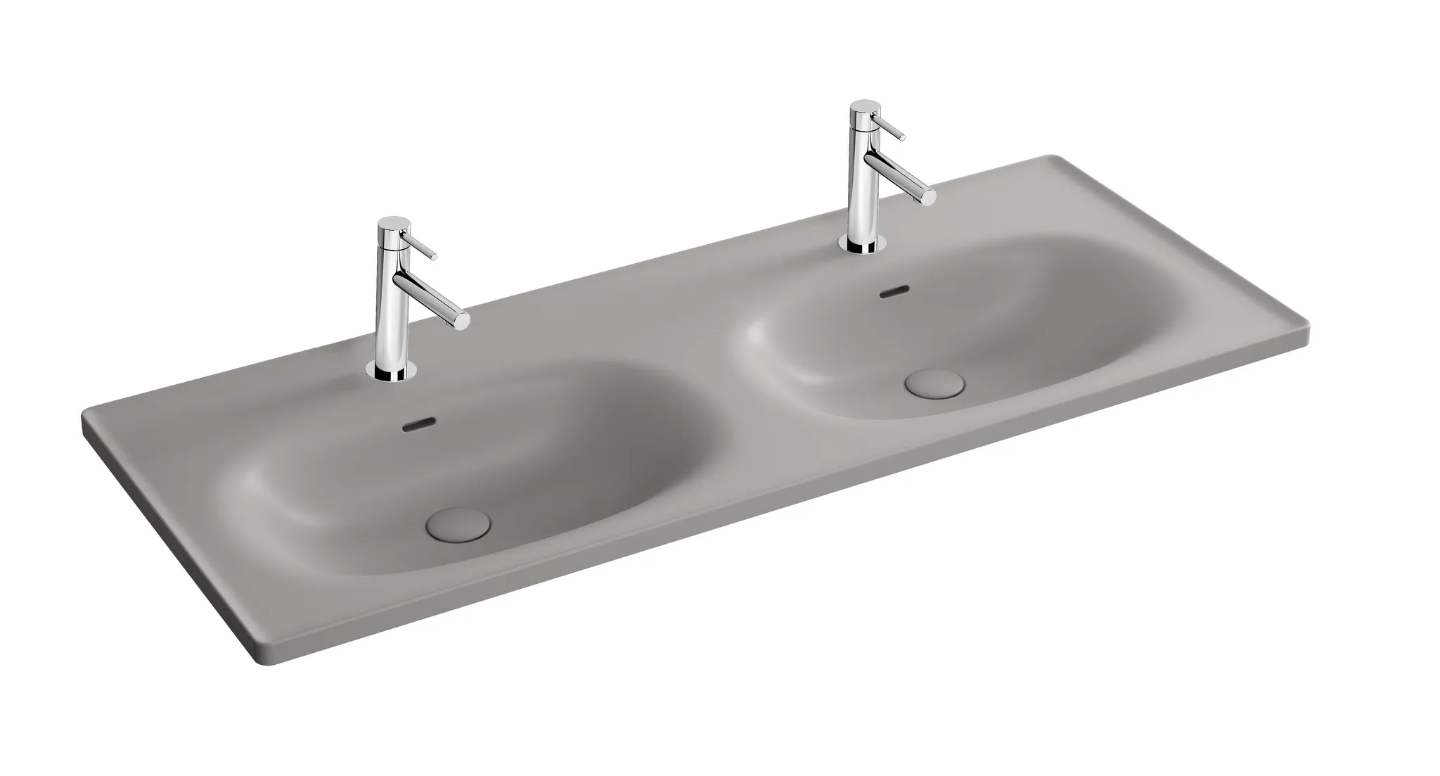 VitrA Equal Doppelmöbelwaschtisch 130 cm 2 Becken Steingrau Matt