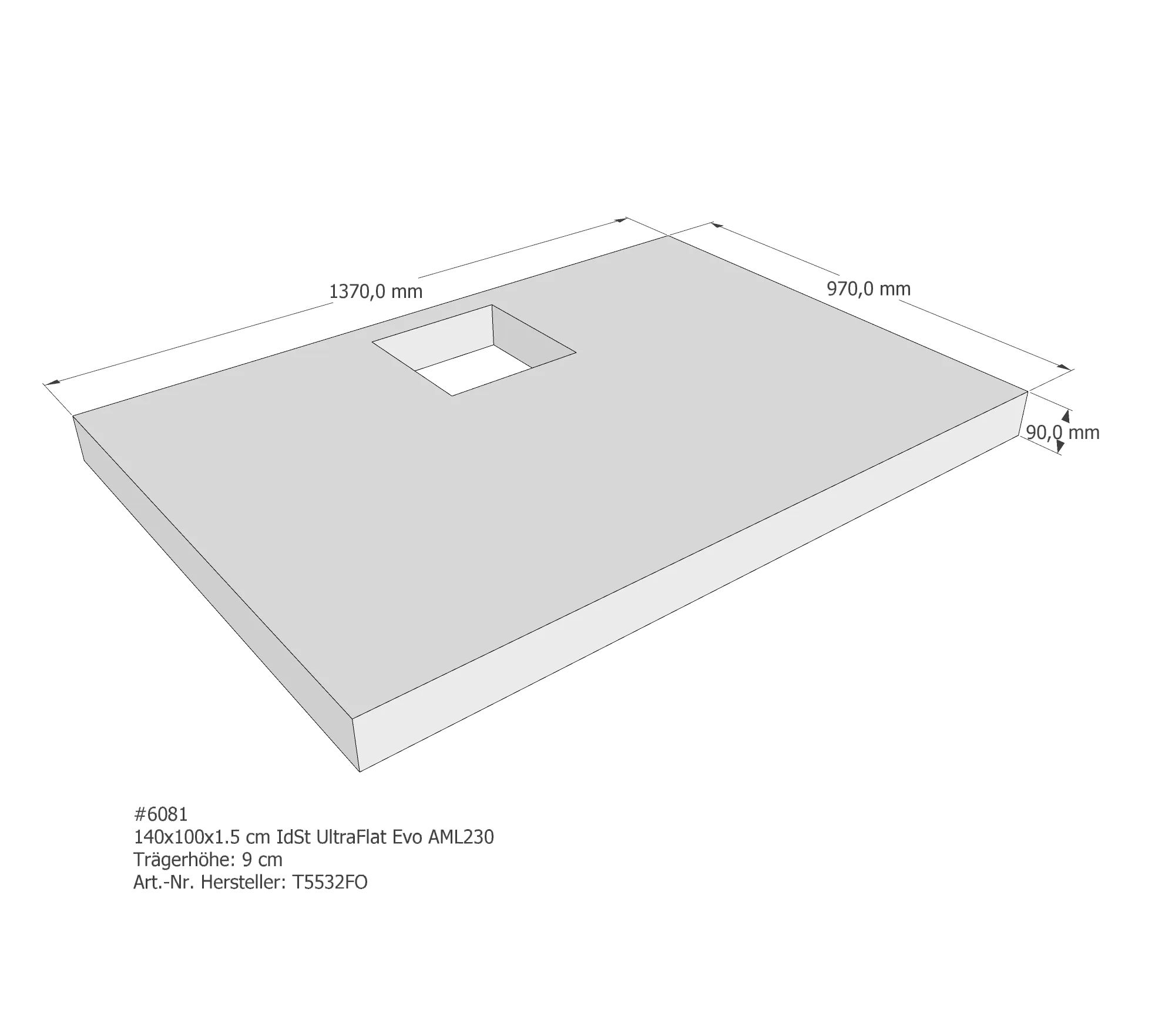 Duschwannenträger passend für Ideal Standard 140 × 100 × 1,5 cm Duschwannenträger passend für Ideal Standard 140 × 100 × 1,5 cm
