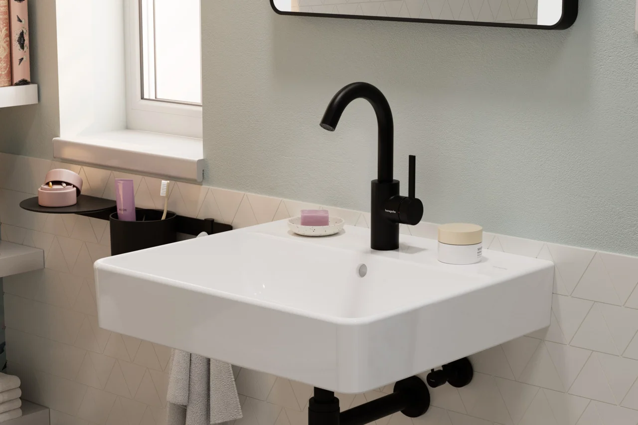 Hansgrohe Einhebel-Waschtischmischer Zesis S, mattschwarz, ComfortZone 210, Ausladung 142 mm, Auslaufhöhe 210 mm Hansgrohe Einhebel-Waschtischmischer Zesis S, mattschwarz, ComfortZone 210, Ausladung 142 mm, Auslaufhöhe 210 mm