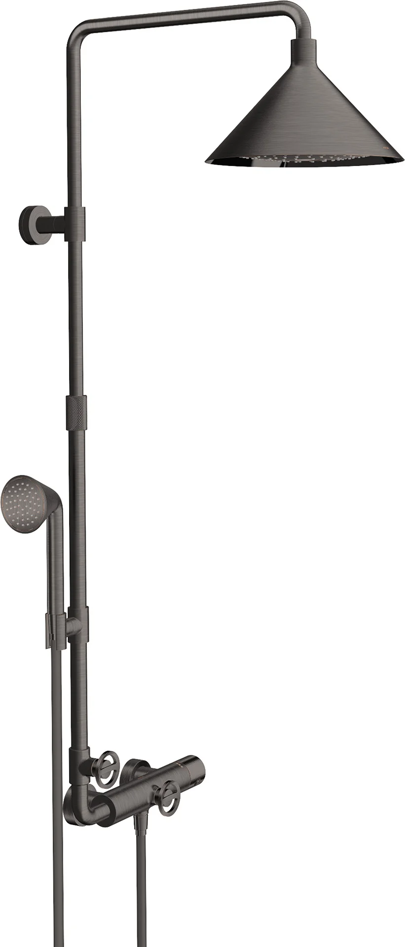 Hansgrohe AXOR Showers/ Front Showerpipe BBC, Thermostat, Kopfbrause 2jet, Brushed Black Chrome, 470 mm Brausearmlänge, höhenverstellbar, Rain/RainAir Strahl, 1-10 bar Betriebsdruck Hansgrohe AXOR Showers/ Front Showerpipe BBC, Thermostat, Kopfbrause 2jet, Brushed Black Chrome, 470 mm Brausearmlänge, höhenverstellbar, Rain/RainAir Strahl, 1-10 bar Betriebsdruck