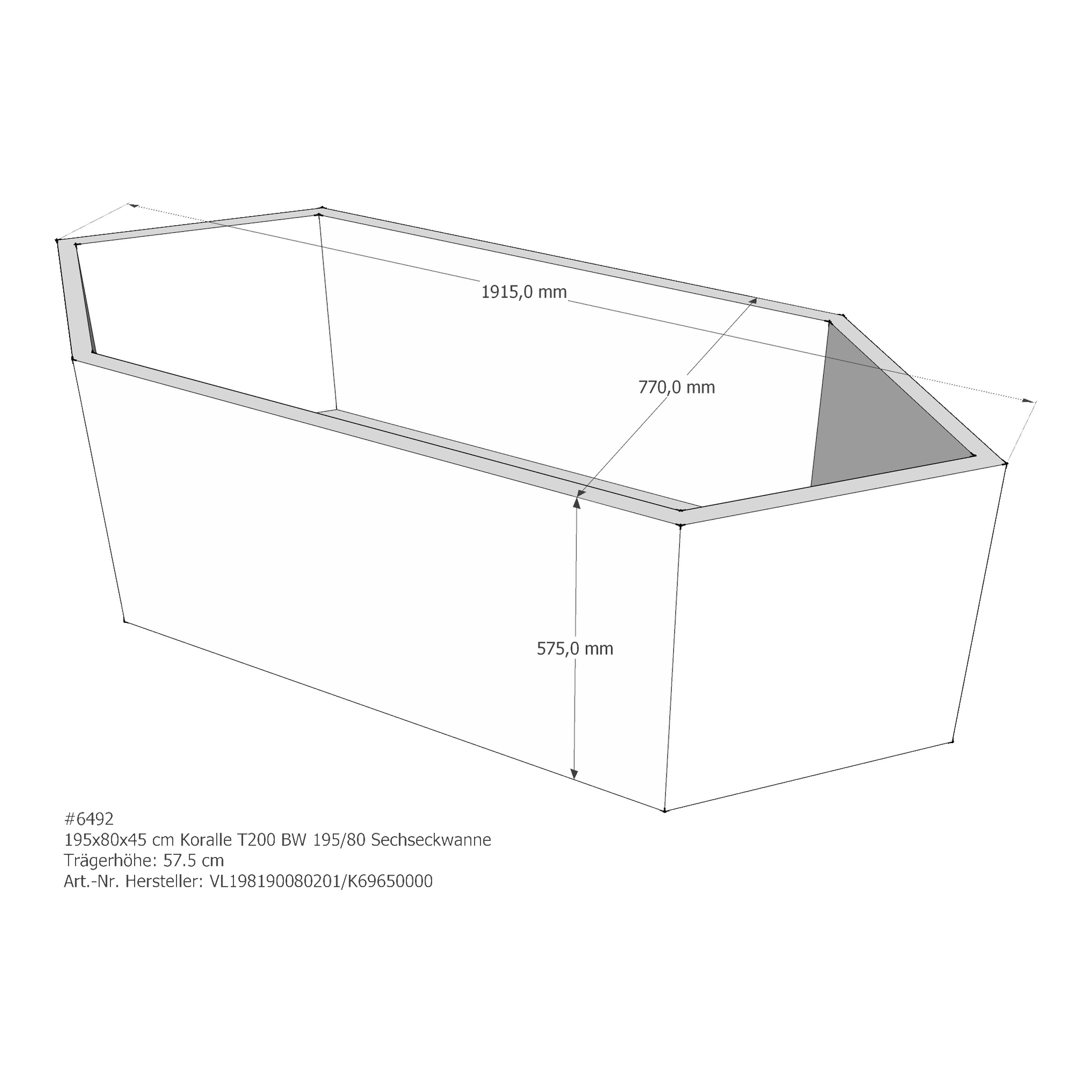 Badewannenträger für Koralle T200 BW 195/80 195 × 80 × 45 cm Badewannenträger für Koralle T200 BW 195/80 195 × 80 × 45 cm