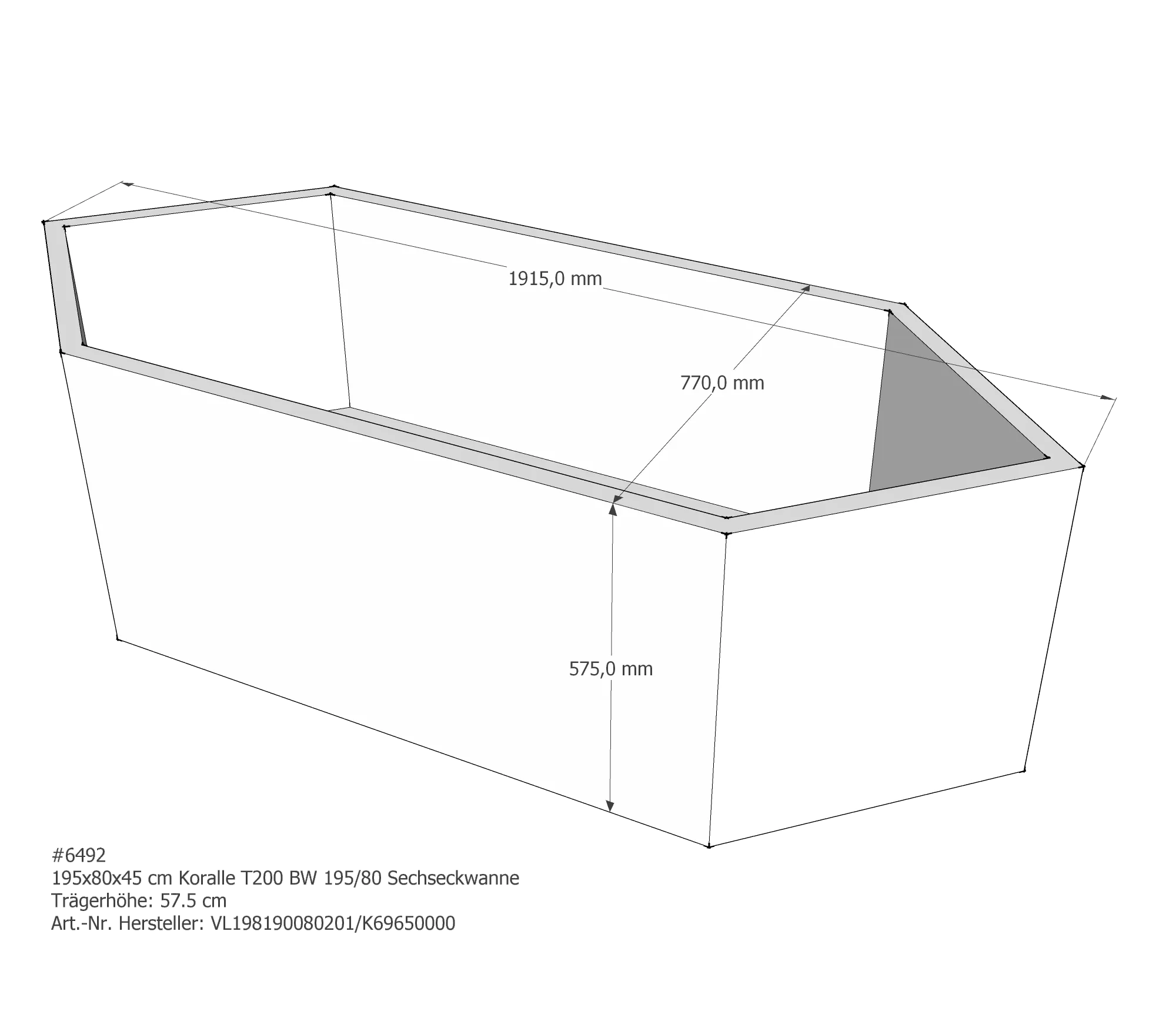 Badewannenträger für Koralle T200 BW 195/80 195 × 80 × 45 cm Badewannenträger für Koralle T200 BW 195/80 195 × 80 × 45 cm