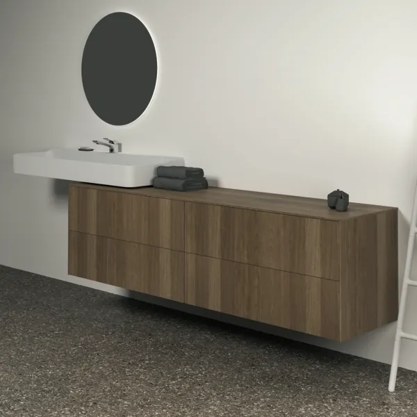 Ideal Standard Waschtischunterschrank „Conca“ 198,7 × 55 × 50,5 cm Walnuss dunkel Furnier Ideal Standard Waschtischunterschrank „Conca“ 198,7 × 55 × 50,5 cm Walnuss dunkel Furnier