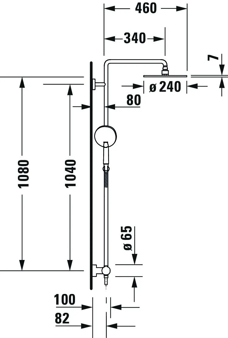 C.1 Shower System Einhebel- Brausemischer,Höhe 1200 Auslauf 340 mm