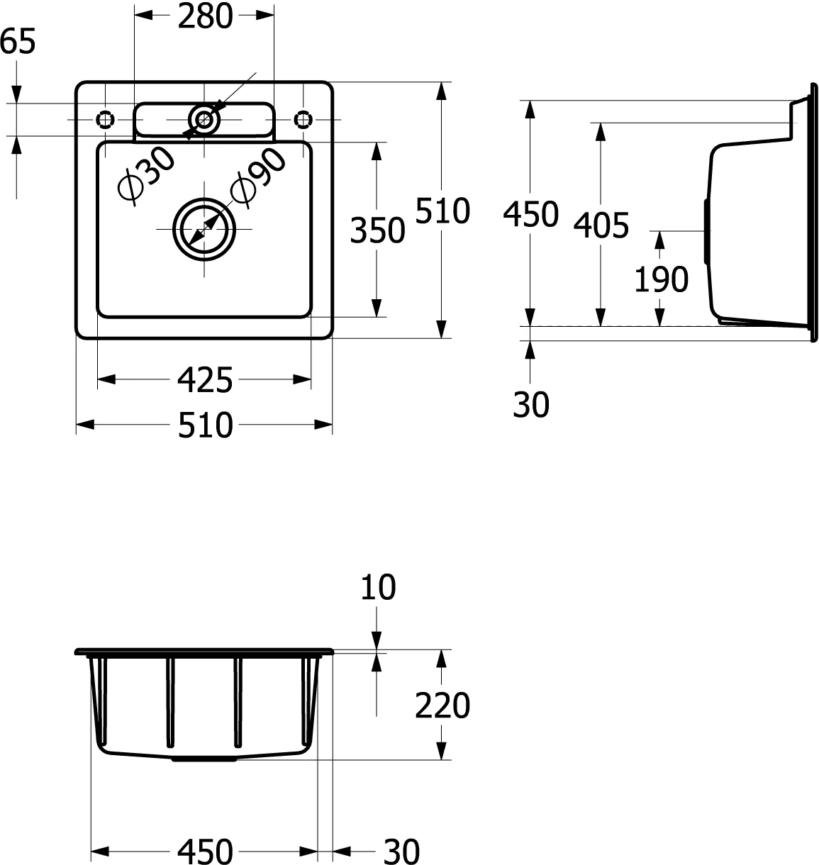 Villeroy & Boch Siluet 50 S 334502 Einbauspüle, 510x510mm, TitanCeram