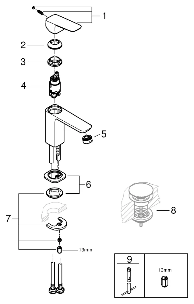 Grohe Cubeo Einhand-Waschtischbatterie S-Size, glatter Körper, chrom Grohe Cubeo Einhand-Waschtischbatterie S-Size, glatter Körper, chrom