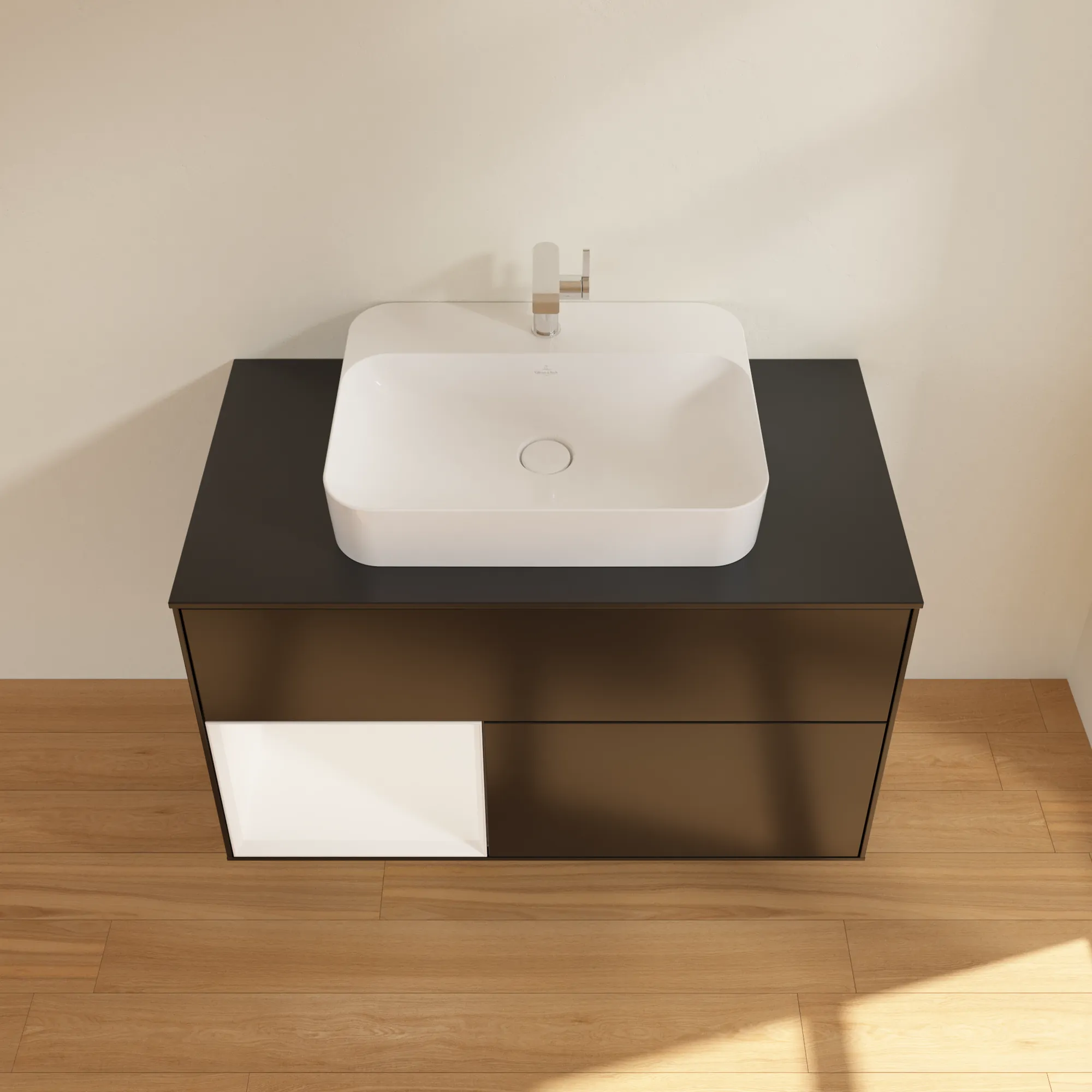 Villeroy & Boch Waschbeckenunterschrank Finion G36, 1000x603x501 mm, Black Matt Lacquer, mit Beleuchtung und Push-to-open Funktion Villeroy & Boch Waschbeckenunterschrank Finion G36, 1000x603x501 mm, Black Matt Lacquer, mit Beleuchtung und Push-to-open Funktion