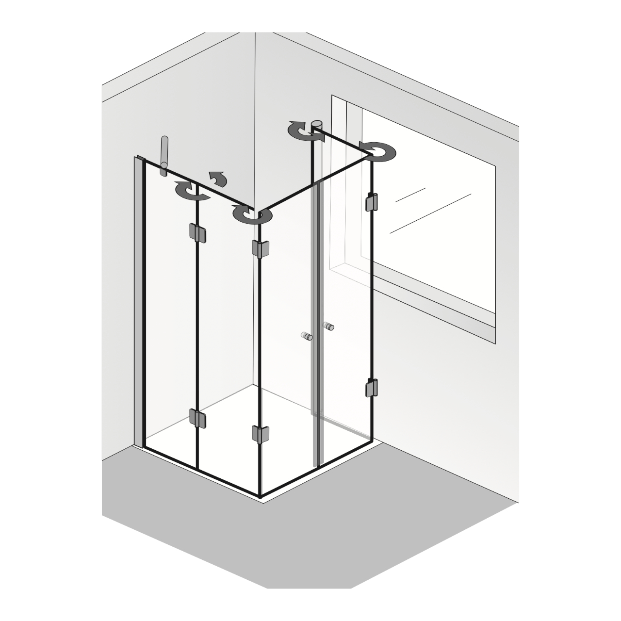 HSK teilgerahmt Fensterlösung 5-teilig „Aperto“ Fensterlösung, Duschkabine faltbar Glas Klar hell, Profile Chromoptik (Alu Hochglanz poliert), Sondergröße HSK teilgerahmt Fensterlösung 5-teilig „Aperto“ Fensterlösung, Duschkabine faltbar Glas Klar hell, Profile Chromoptik (Alu Hochglanz poliert), Sondergröße