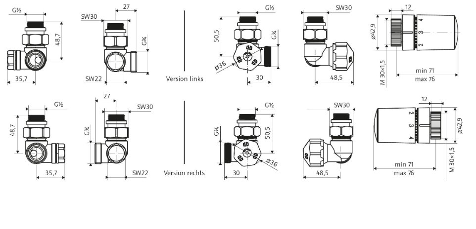 Seitenanschluss Wand Seitenanschluss Wand, Ventil-Set Winkel- Seitenanschluss Wand Seitenanschluss Wand, Ventil-Set Winkel-