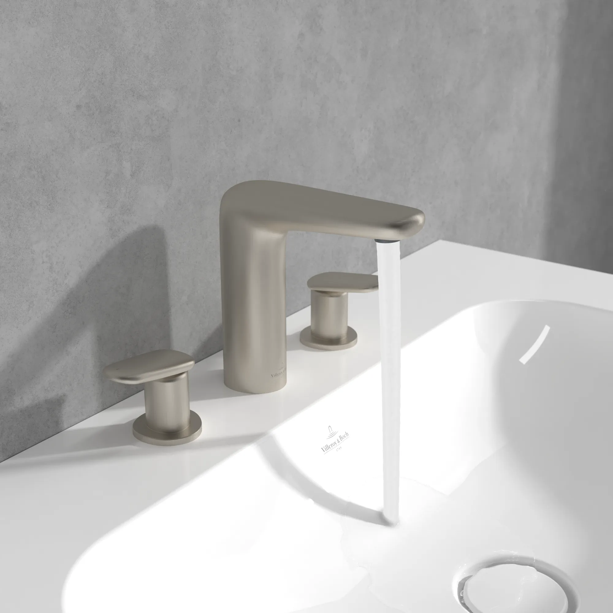 Zweihand-Waschtischarmatur „Antao“ 16,4 cm Ausladung 115 mm in Brushed Nickel Matt Zweihand-Waschtischarmatur „Antao“ 16,4 cm Ausladung 115 mm in Brushed Nickel Matt