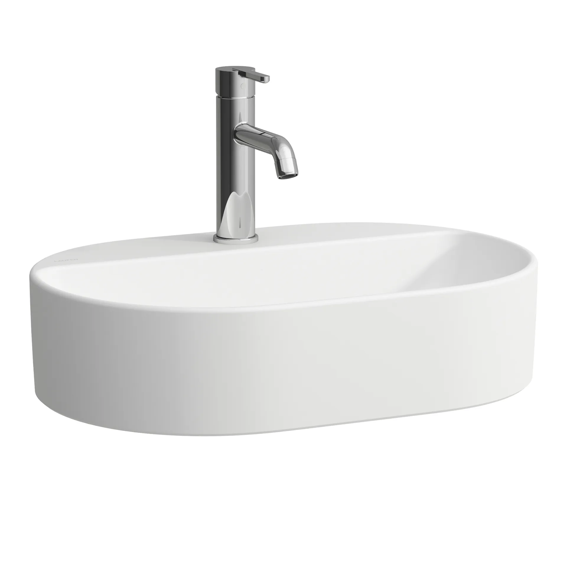 Waschtisch-Schale SAVOY 380x550x155 oval mit Hahnlochbank mit Hahnloch mit Überlauf weiß