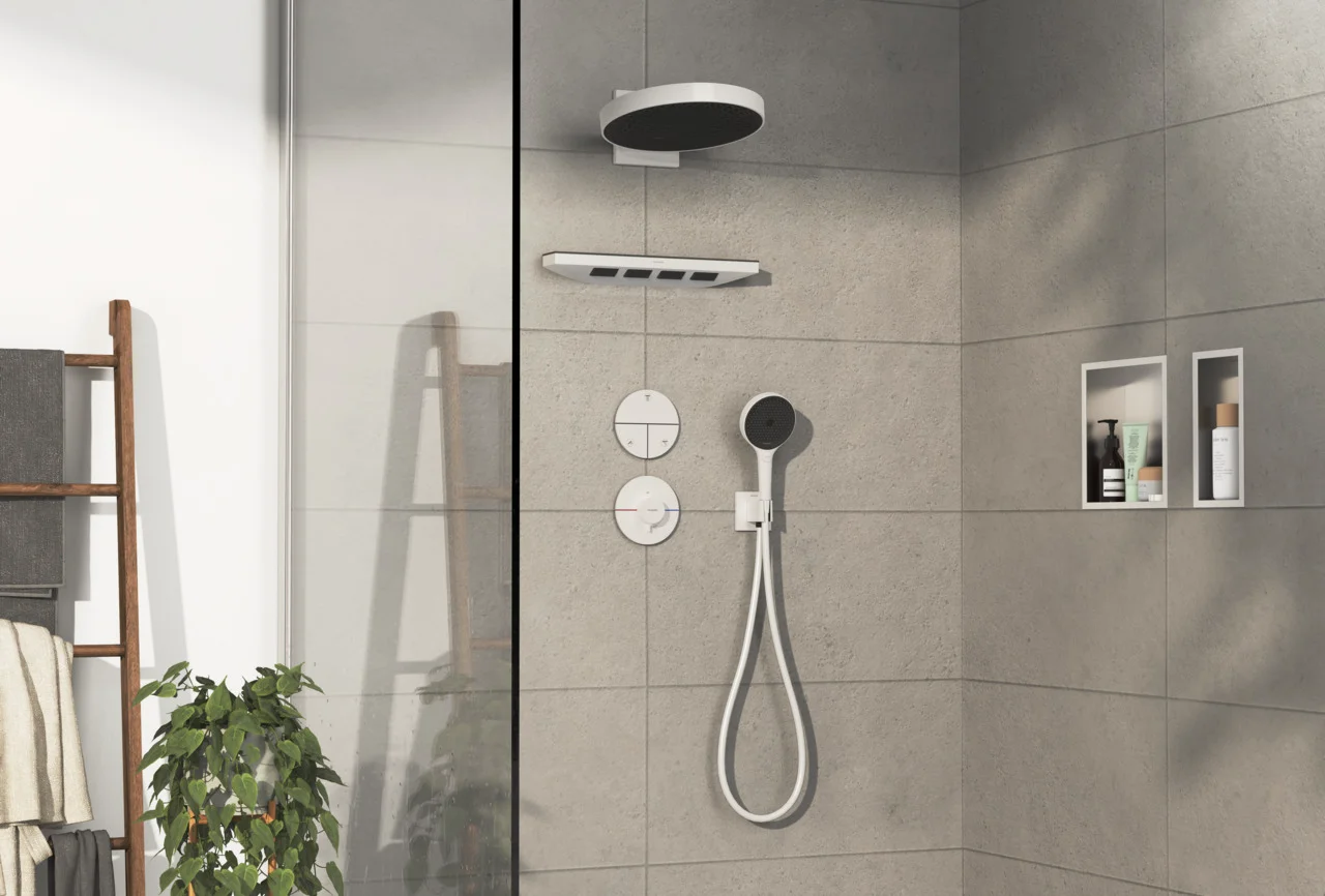 Hansgrohe ShowerSelect Comfort S Ventil Unterputz, Mattweiß, 3 Verbraucher, iBox universal 2 Anschluss, Durchflussmenge 26 l/min, Betriebsdruck 1-10 bar