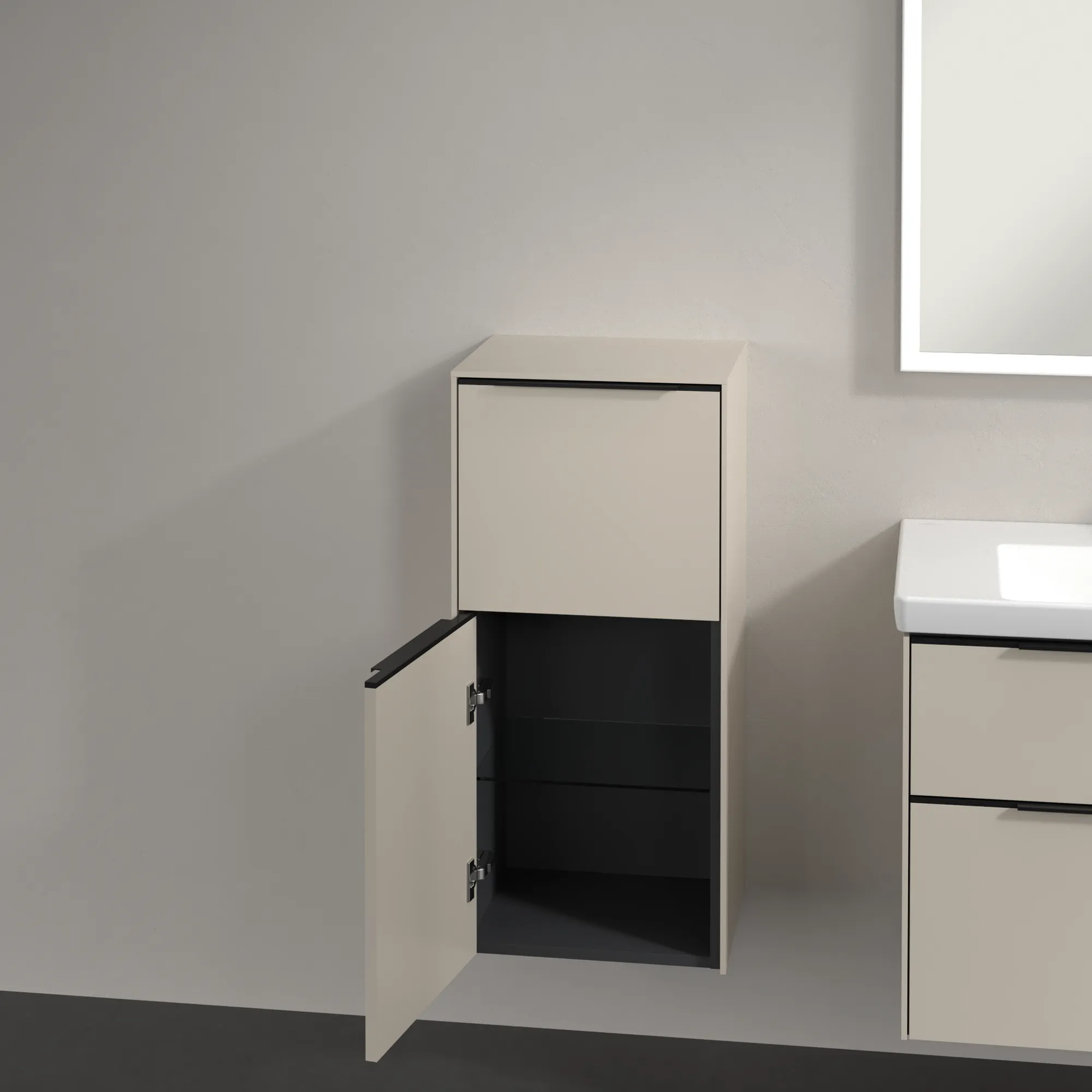 Villeroy & Boch Seitenschrank „Subway 3.0“ 40 × 86 × 36,2 × 36,2 cm 1 Auszug, 1 Tür, Anschlag (Scharnier) links, 1 Tür, Anschlag links