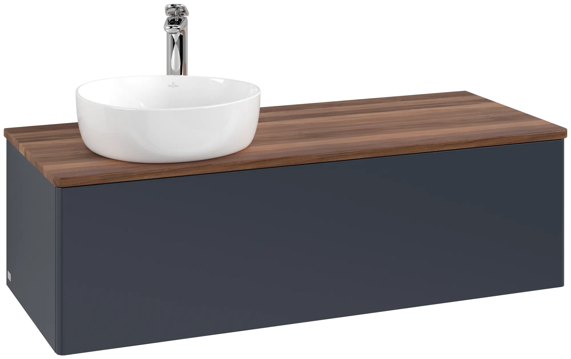 Villeroy & Boch Antao Waschbeckenunterschrank K33_5, Midnight Blue Matt Lacquer / Warm Walnut, 1200 x 360 x 500 mm