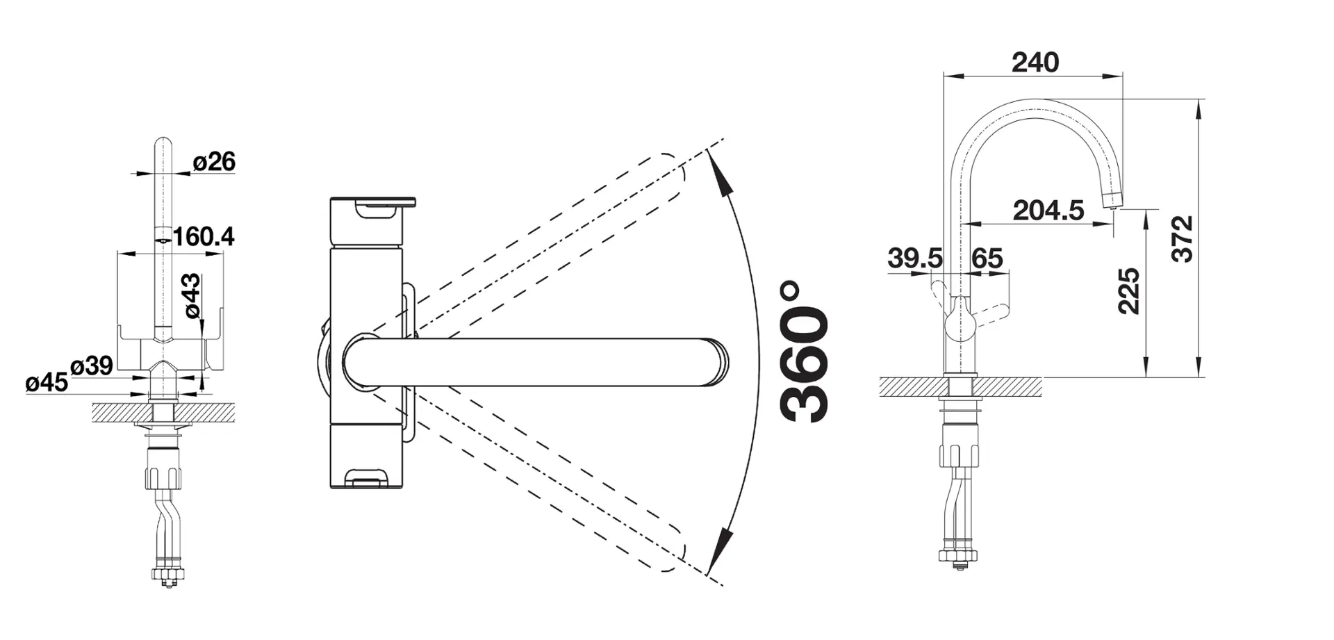 Blanco Armatur „Trima“ Ausladung 240 mm