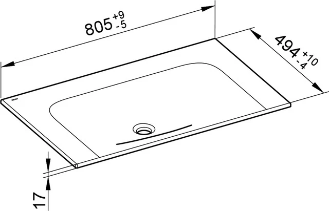 X-Line 33160318000 Keramik-Waschtisch ohne Hahnlochbohrung 805 × 17 × 494 mm weiß