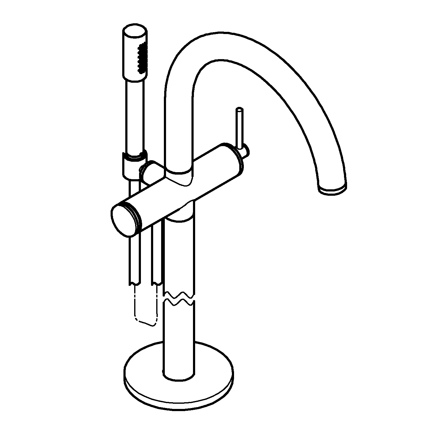 Einhand-Wannenbatterie Atrio 24368, Bodenmontage, Fertigmontageset für 45 984, mit Brauseset Rainshower Aqua Stick, chrom Einhand-Wannenbatterie Atrio 24368, Bodenmontage, Fertigmontageset für 45 984, mit Brauseset Rainshower Aqua Stick, chrom