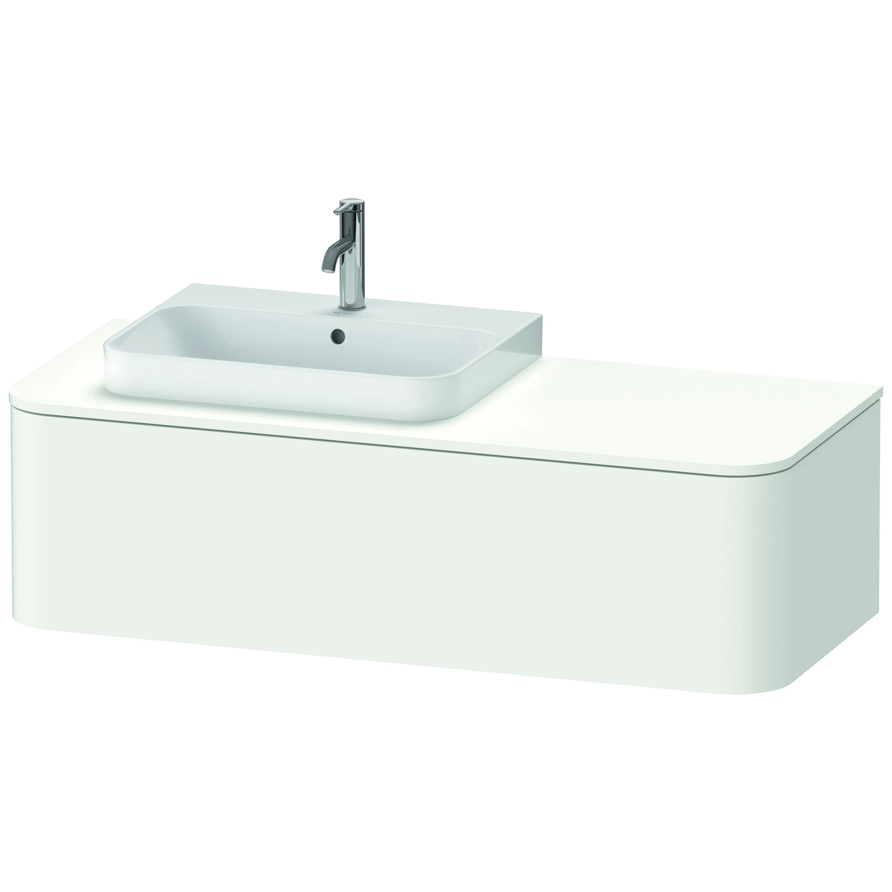 Duravit Waschtischunterschrank wandhängend „Happy D.2 Plus“ 130 × 35,4 × 55 cm Weiß Seidenmatt, links