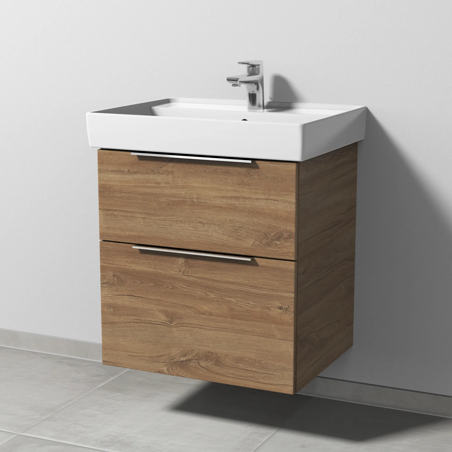 Sanipa Waschtischunterschrank „3way“ passend zu Keramik-Waschtische Collaro von Villeroy &Boch 550 × 588 × 447 mm in Eiche Kansas