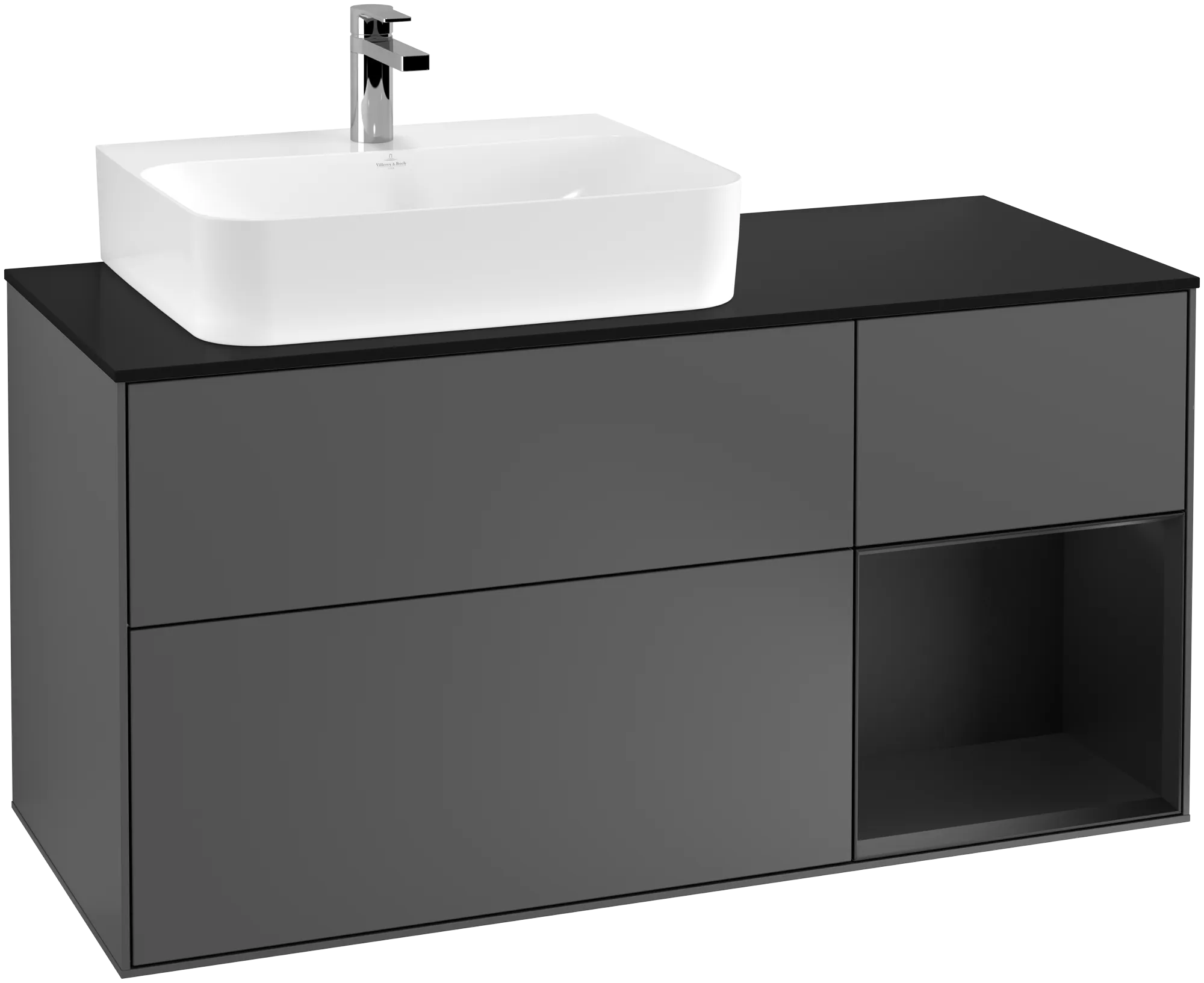 Villeroy & Boch Waschtischunterschrank „Finion“ für Schrankwaschtisch 1200 × 603 × 501 mm Anthracite Matt Lacquer, für Becken links