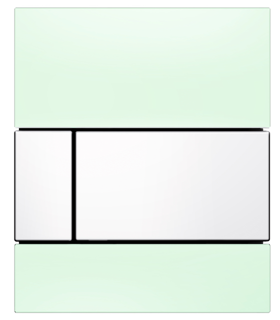 TECEsquare Urinal-Betätigungsplatte mit Kartusche Glas grün Taste weiß