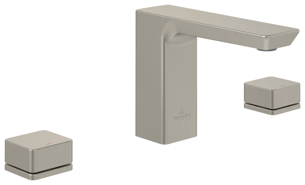 Villeroy & Boch Subway 3.0 Dreiloch-Waschtischarmatur TVW112005000, 345x122x178mm, Brushed Nickel Matt