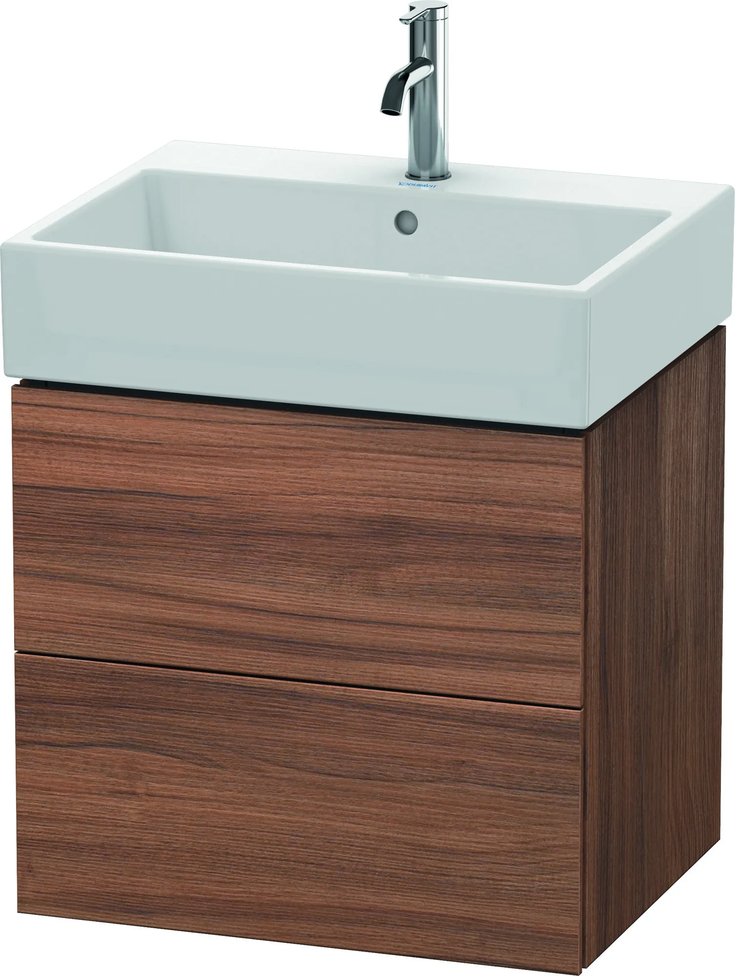 Duravit Waschtischunterschrank wandhängend „L-Cube“ 58,4 × 54,4 × 45,9 cm Nussbaum Natur