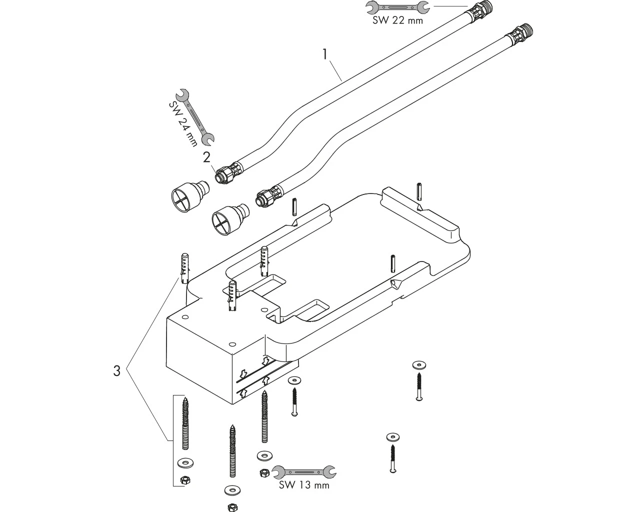 Grundset für Kopfbrause Decke UP Axor