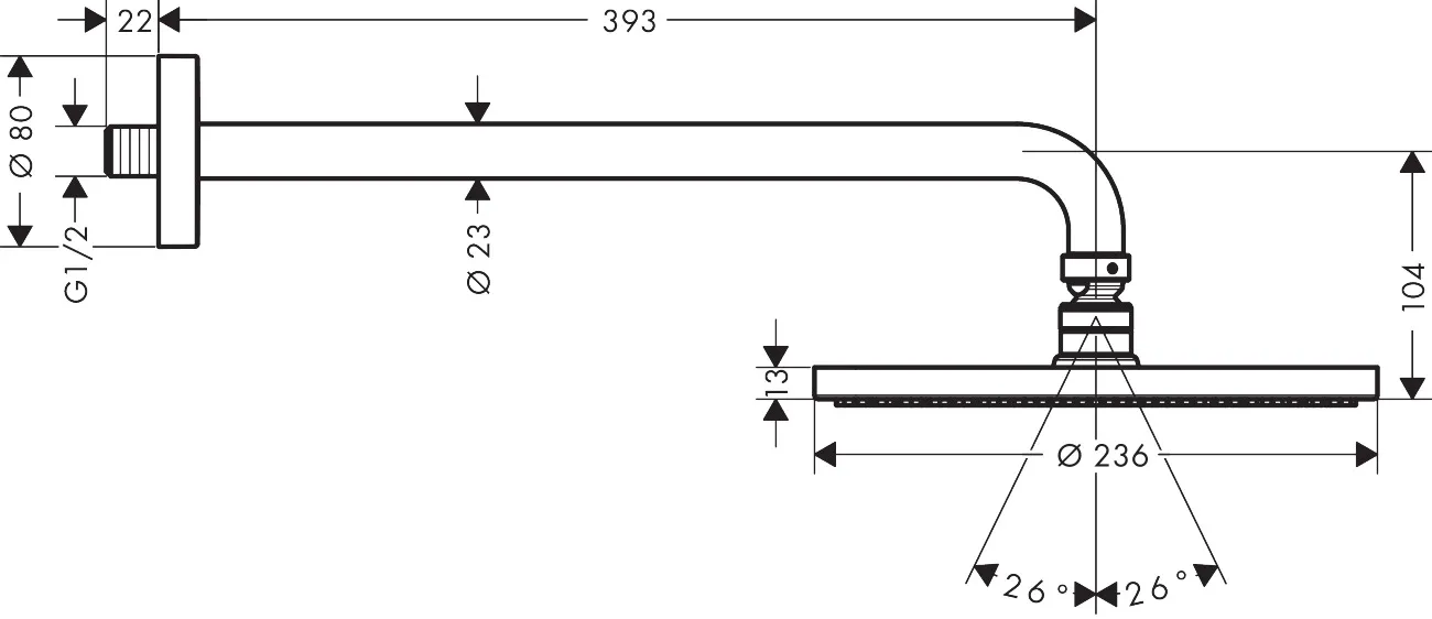 Hansgrohe Raindance S Kopfbrause 240 1jet PowderRain, Chrom Hansgrohe Raindance S Kopfbrause 240 1jet PowderRain, Chrom