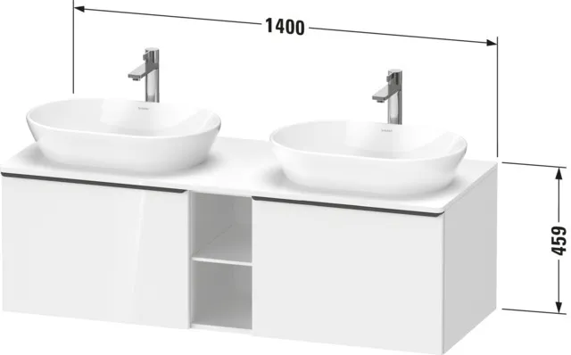 Duravit Waschtischunterschrank wandhängend „D-Neo“ 140 × 45,9 × 55 cm in Basalt Matt