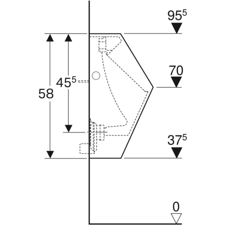 Urinal „Renova Plan“, Zulauf von oben, Befestigung verdeckt, ohne Zielobjekt 32,5 × 58 × 30 cm 