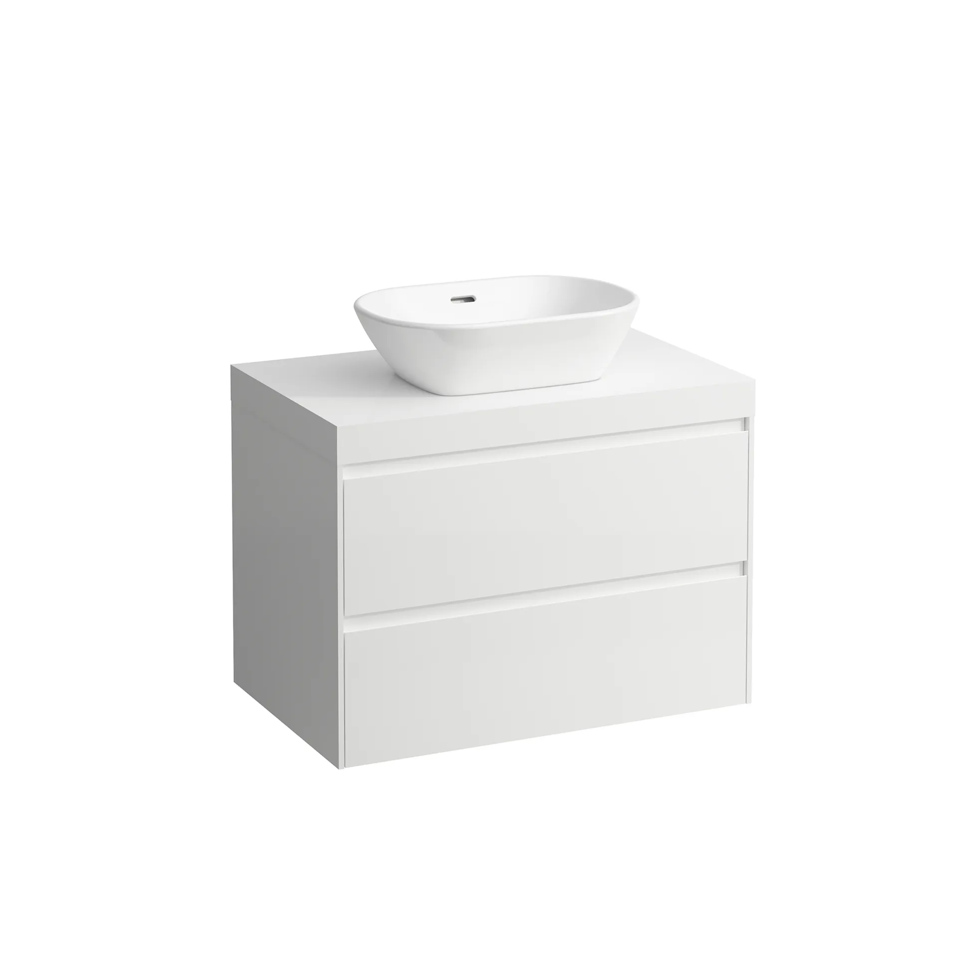 Waschtischunterbau+Waschtischplatte (MODULAR SYSTEM) LANI 495x785x580 mit Ausschnitt mittig Abdeckplatte 65 mm (Farbe: .260 weiß matt matt), mit 2 Schubladen integrierter Griffleiste Vollauszug und Soft-Close weiß matt Waschtischunterbau+Waschtischplatte (MODULAR SYSTEM) LANI 495x785x580 mit Ausschnitt mittig Abdeckplatte 65 mm (Farbe: .260 weiß matt matt), mit 2 Schubladen integrierter Griffleiste Vollauszug und Soft-Close weiß matt