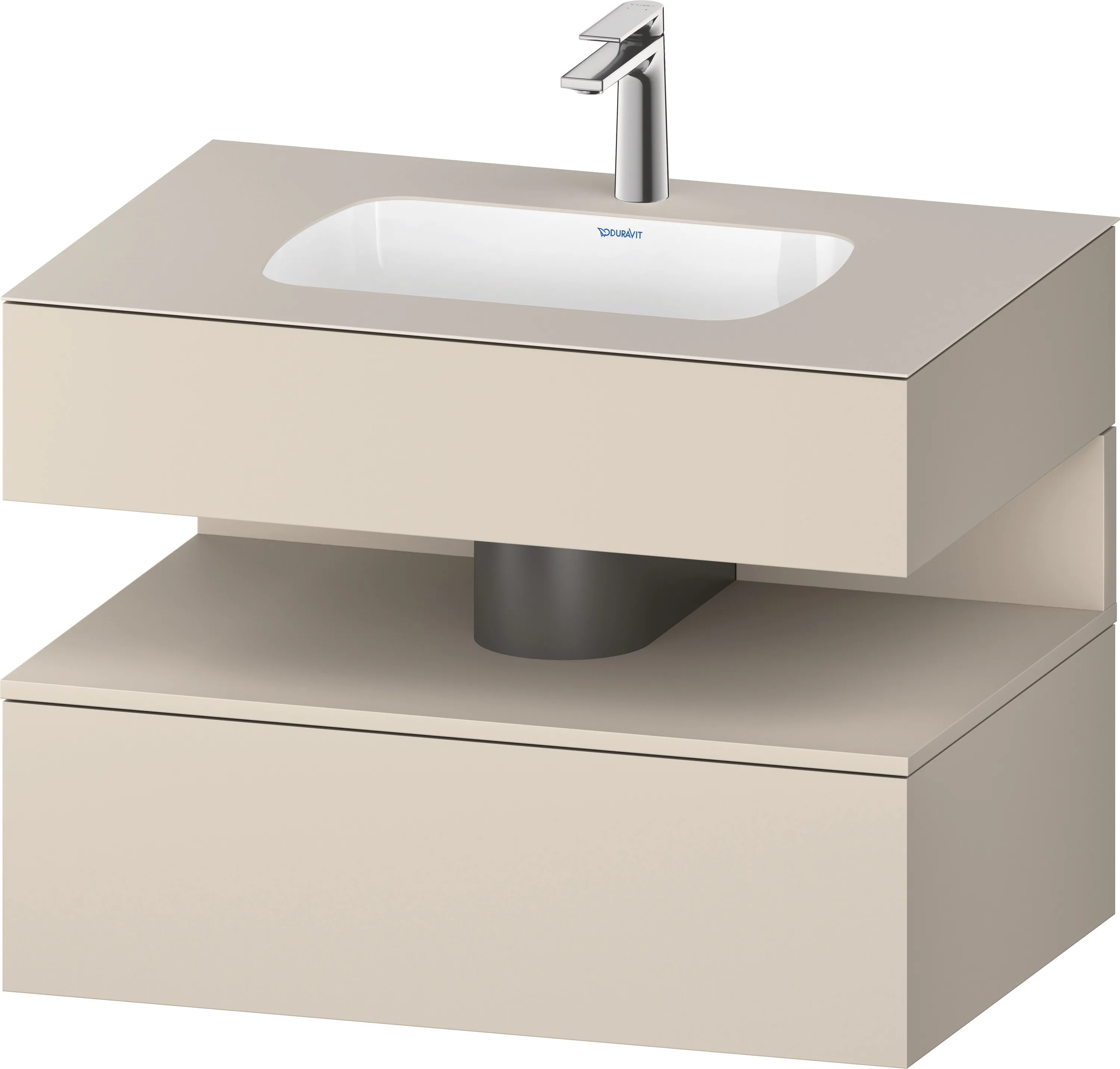 Einbauwaschtisch mit Konsolenwaschtischunterbau „Qatego“ 80 × 55 × 60 cm, mit Beleuchtung